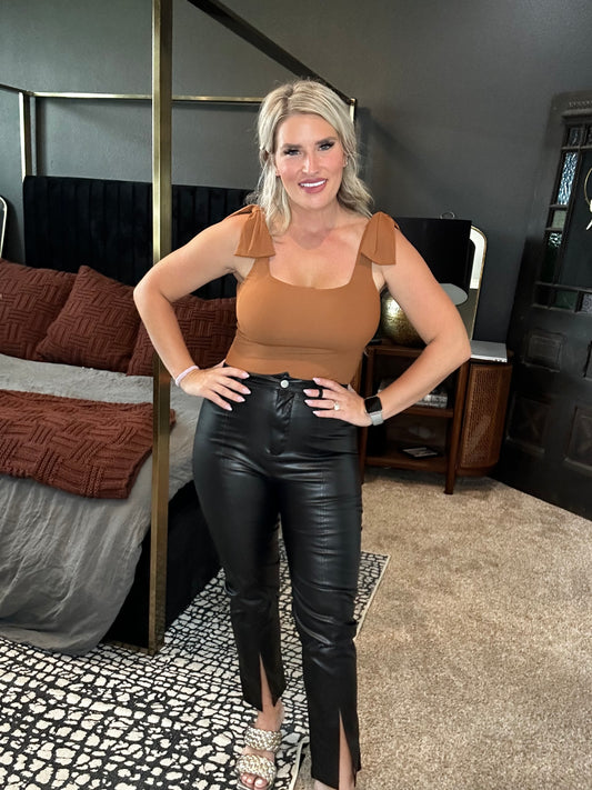 Leather Split front pants